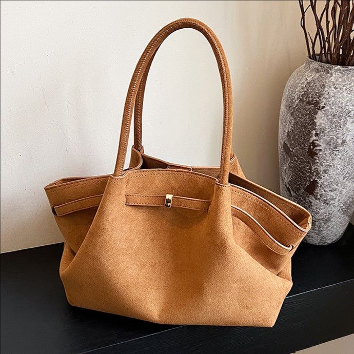 Soft Suede Tote with Chic Sculpted Silhouette