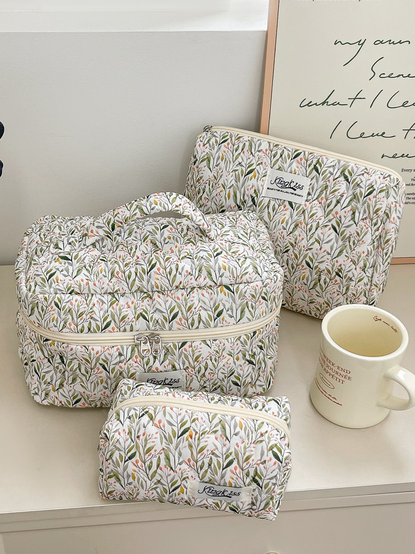 Cotton Floral Quilted Toiletry Bag
