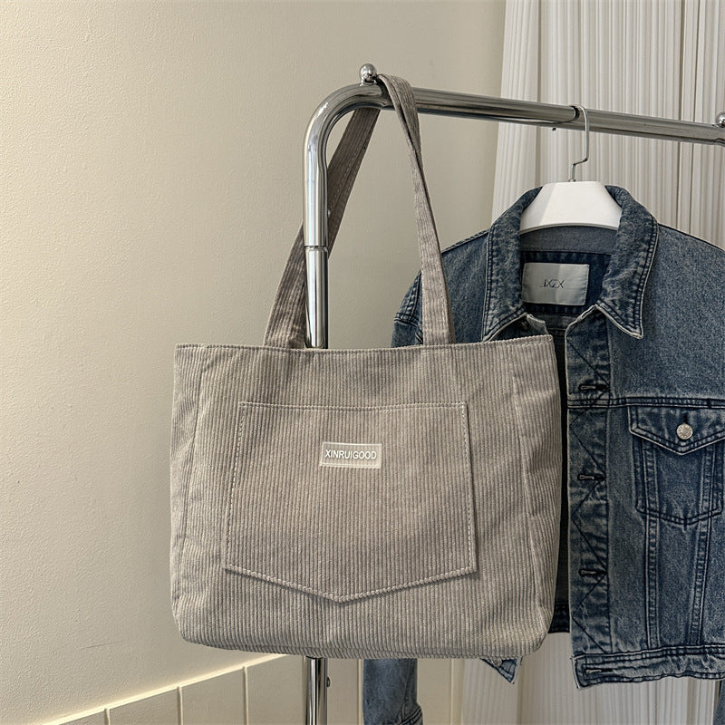 Women's Corduroy Large-Capacity Underarm Tote Bag