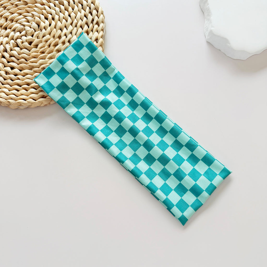 Checkerboard Plaid Elastic Sweatband Headband