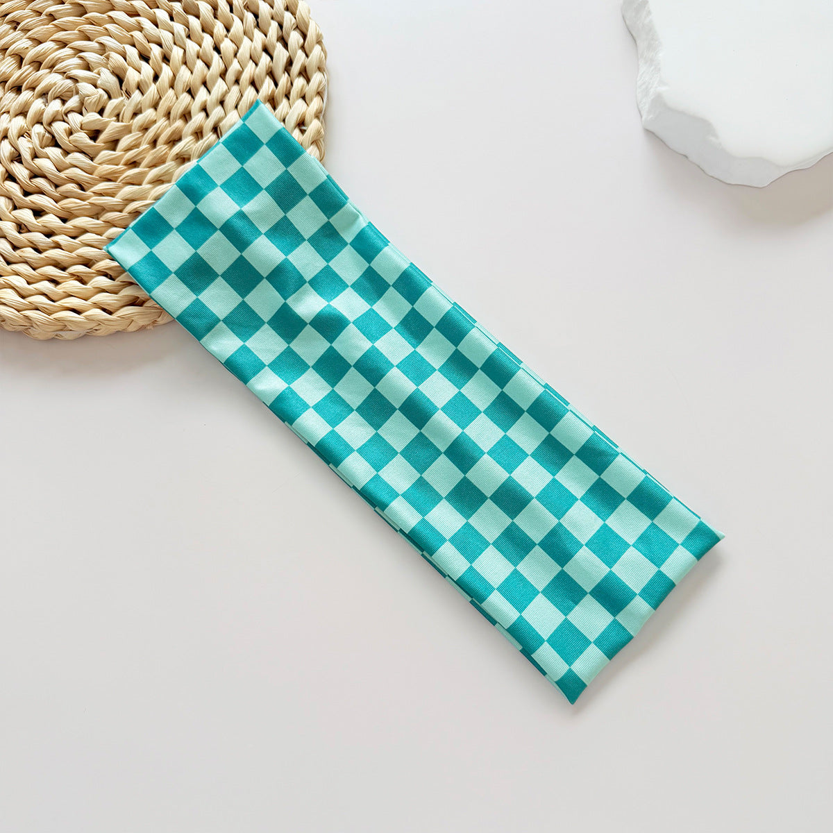 Checkerboard Plaid Elastic Sweatband Headband
