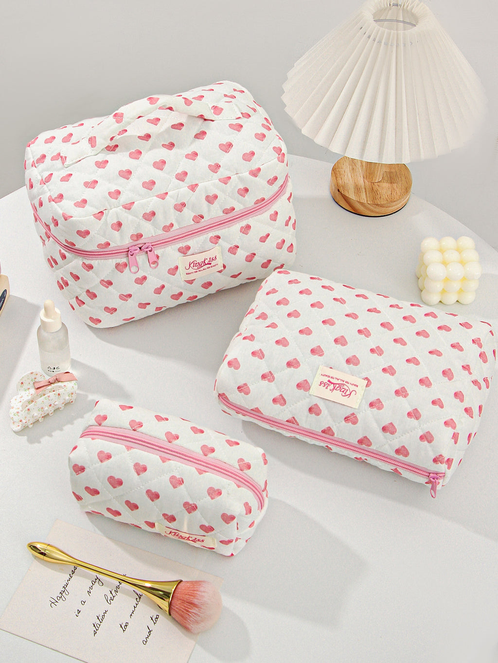 Canvas Striped Octagonal Large-Capacity Toiletry Bag