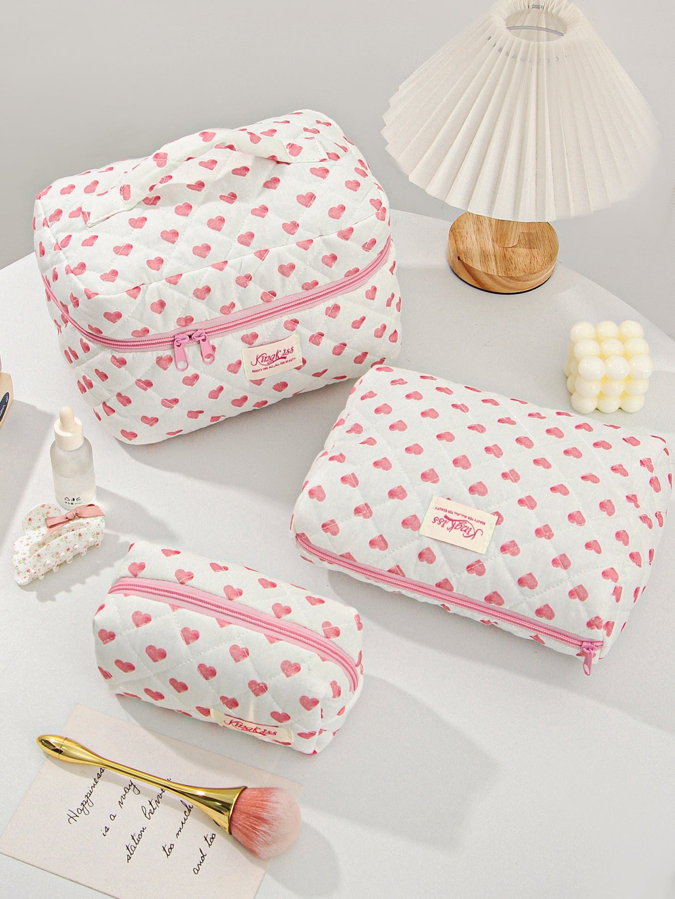 Canvas Striped Octagonal Large-Capacity Toiletry Bag