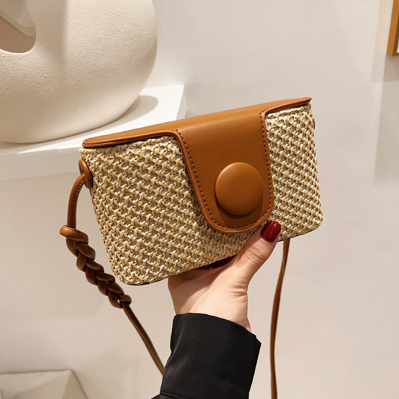 Straw Woven Single Shoulder Crossbody Beach Bag