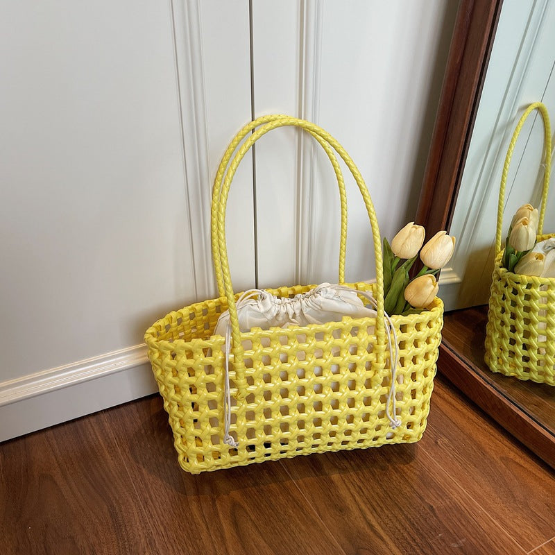 2026 Hollow Woven Summer Beach Shopping Shoulder Handheld Bag