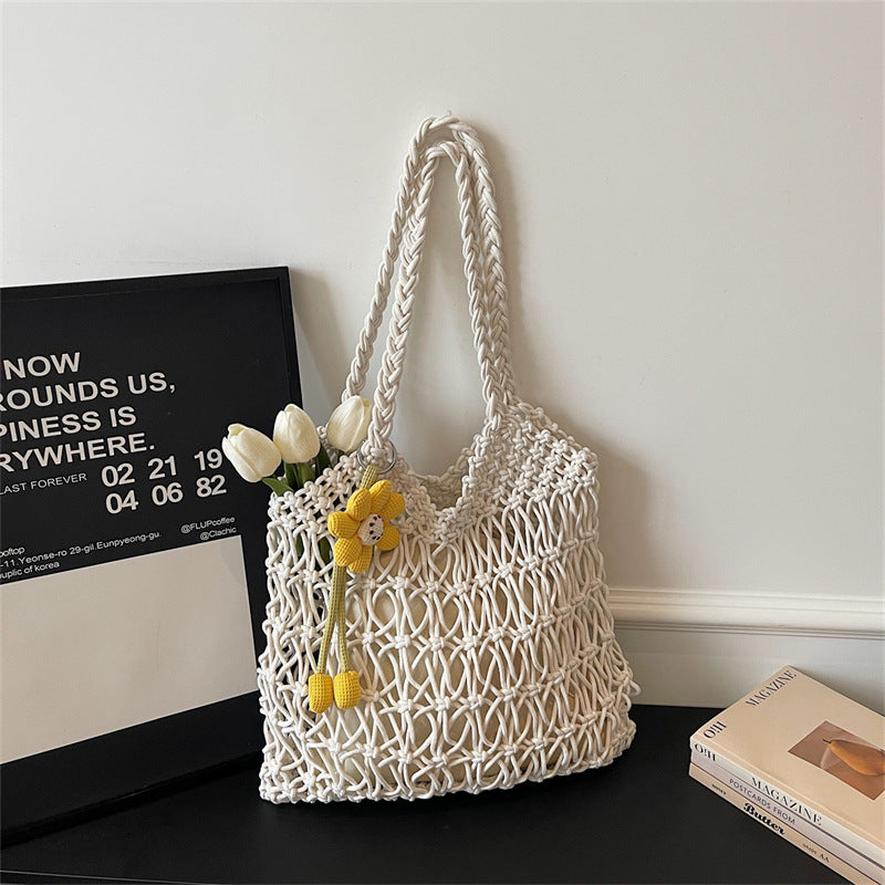 Ins Large Straw Beach Hollow Tote Korean Casual Artistic Shoulder Bag
