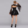 Halloween Gothic Black Lace Mini Dress with Corset Bodice