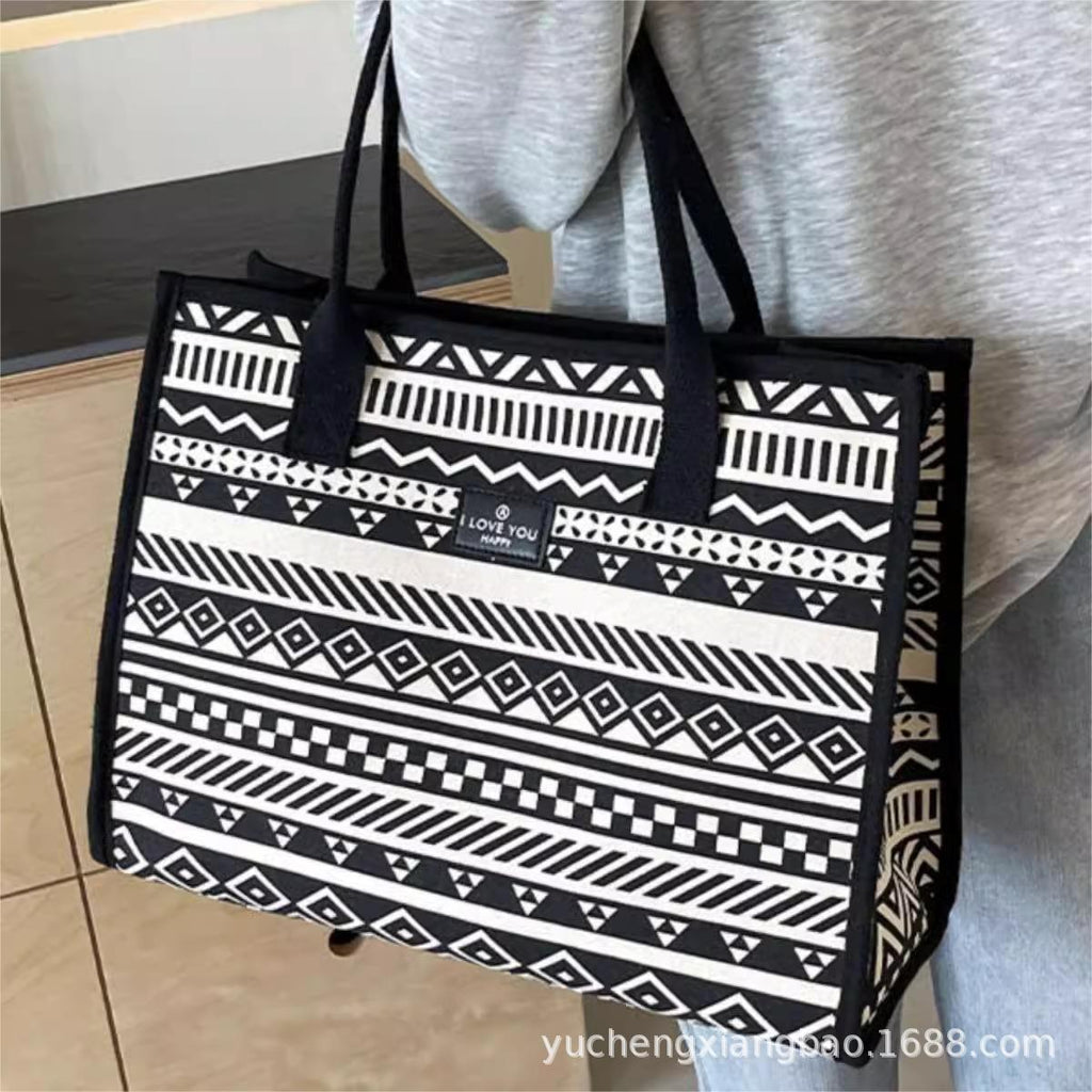 Women Large-Capacity Canvas Tote Bag Commuter One-Shoulder Mommy Bag