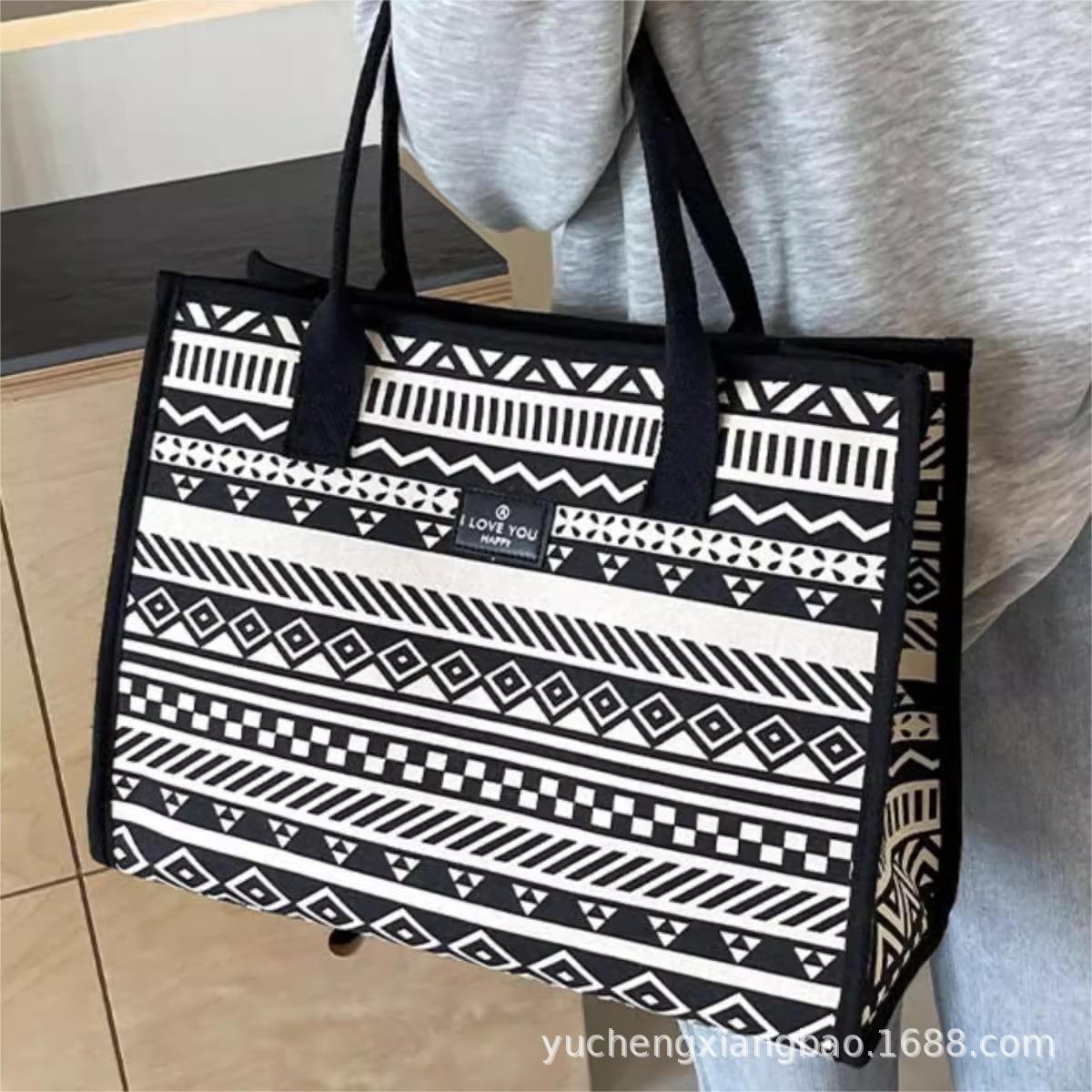 Women Large-Capacity Canvas Tote Bag Commuter One-Shoulder Mommy Bag