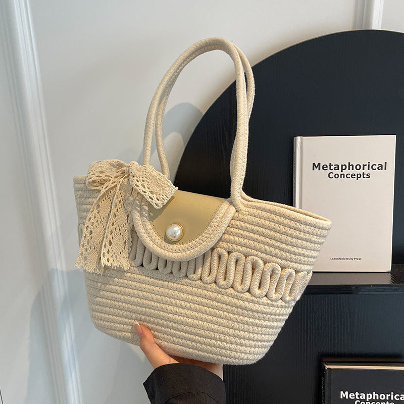 Hand-Woven Straw Beach Shoulder Bag