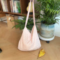 Hollow Bubble Plaid Canvas Crossbody Underarm Bag
