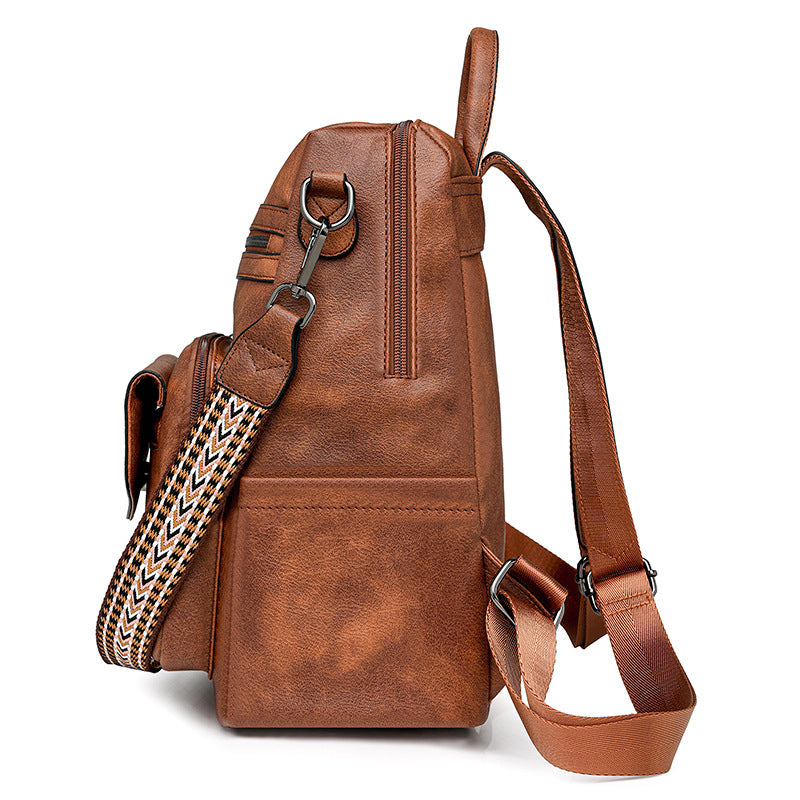 Women Winter New Vintage Fashion Large Two Tone Tassel Backpack