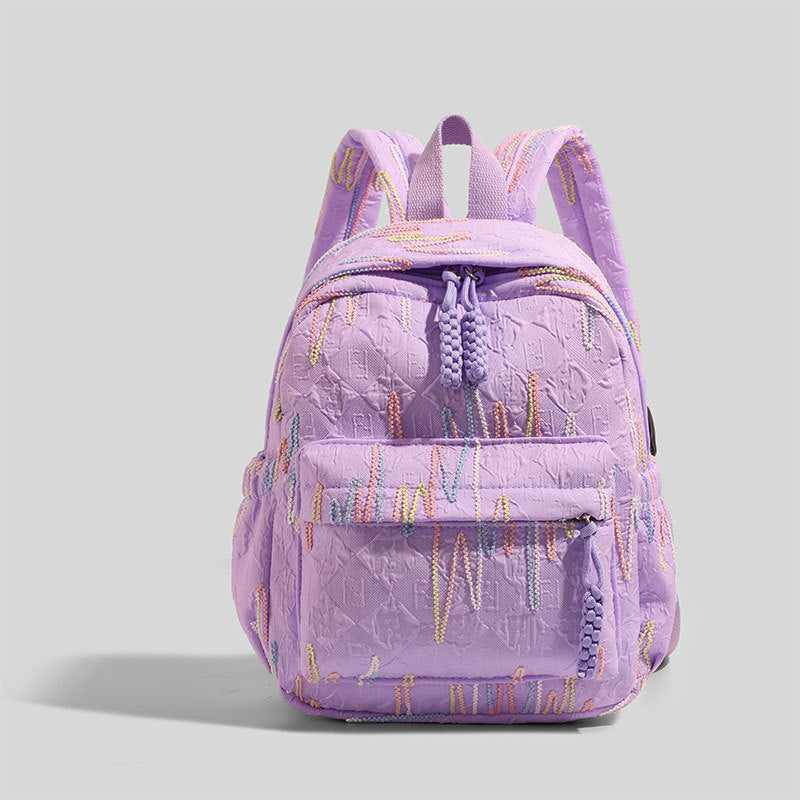 Women Simple Contrast Color Backpack, Versatile College Student Commute Bag
