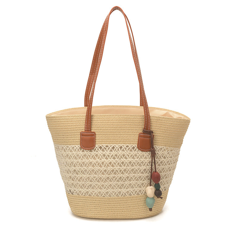 Women Straw Spring Handbag Beach Tote Large Woven Casual Shoulder Bag