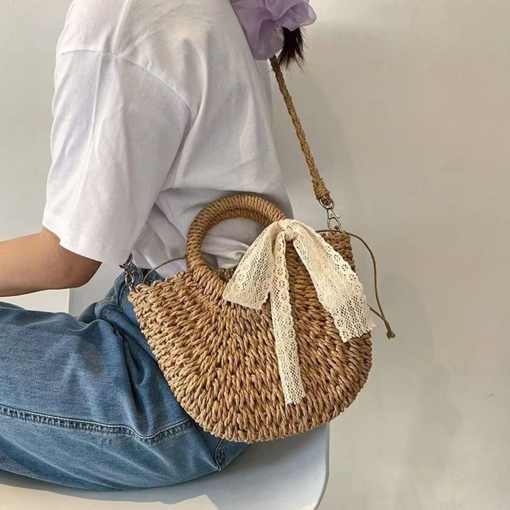 Handmade Straw Woven Crossbody Phone Bag