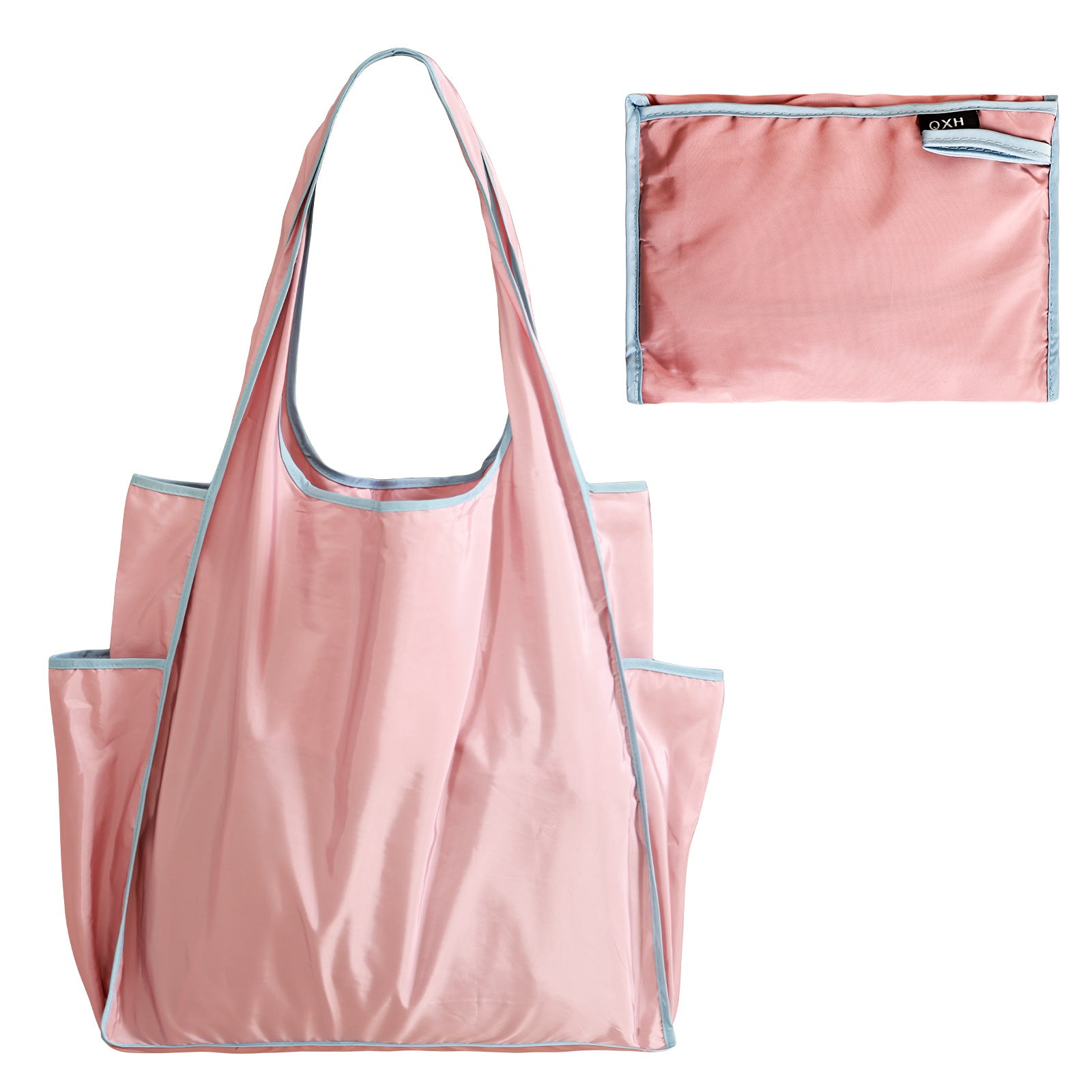 Color Block Large Capacity Folding Waterproof Shopping Bag