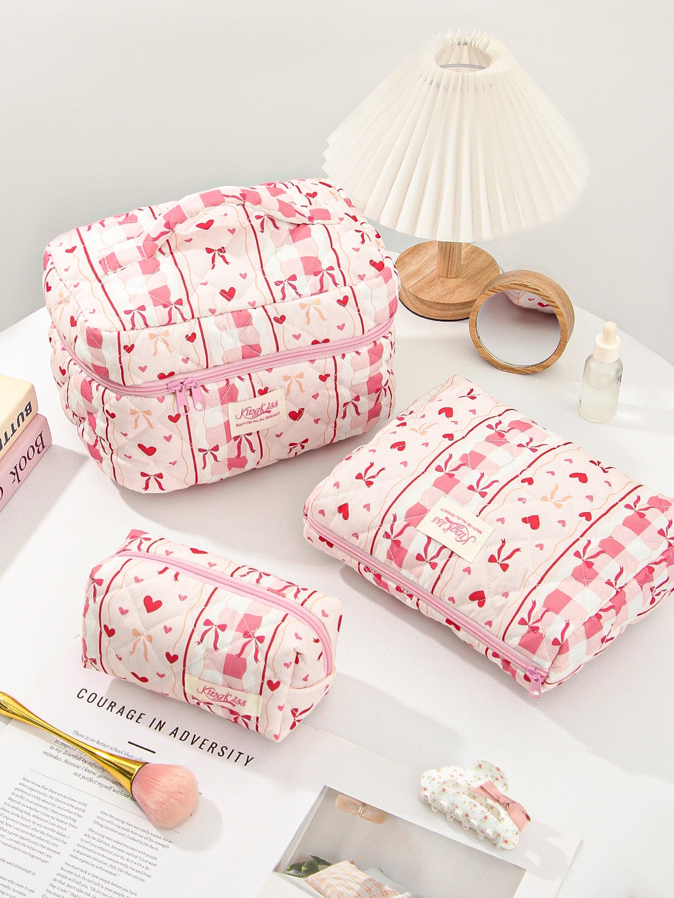 Canvas Striped Octagonal Large-Capacity Toiletry Bag