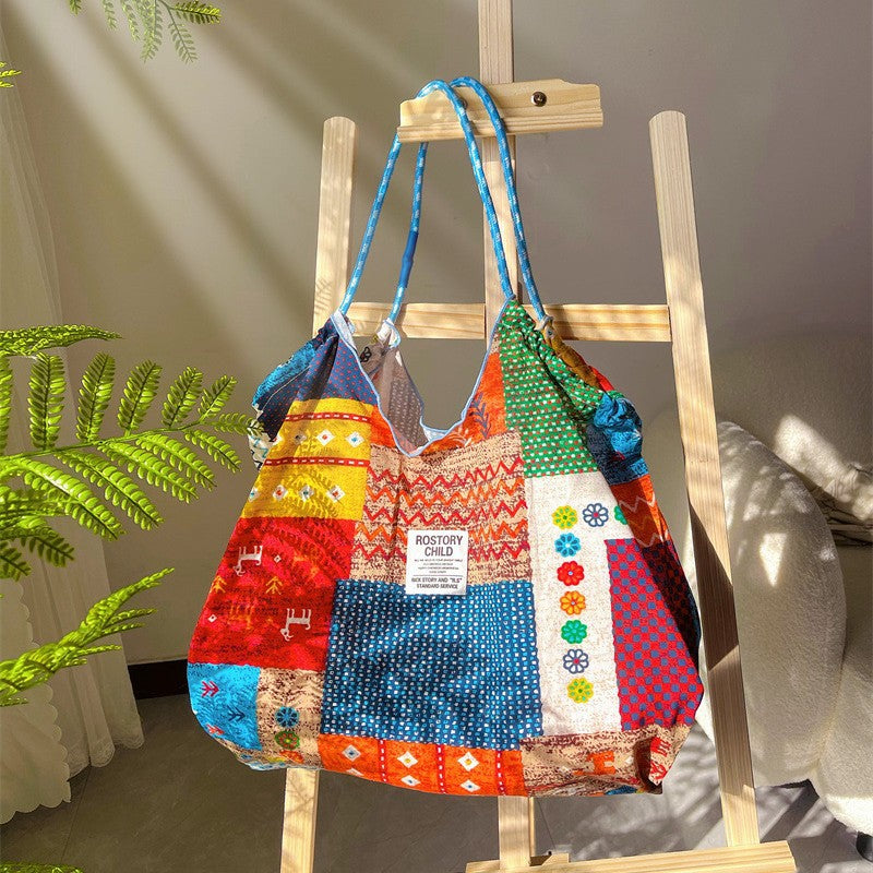Cross-Border Bags, Bangkok, Thailand, Nepali Printed Cloth Bag, Large-Capacity Casual Shoulder Bag, Lazy Style Tote Bag For Women