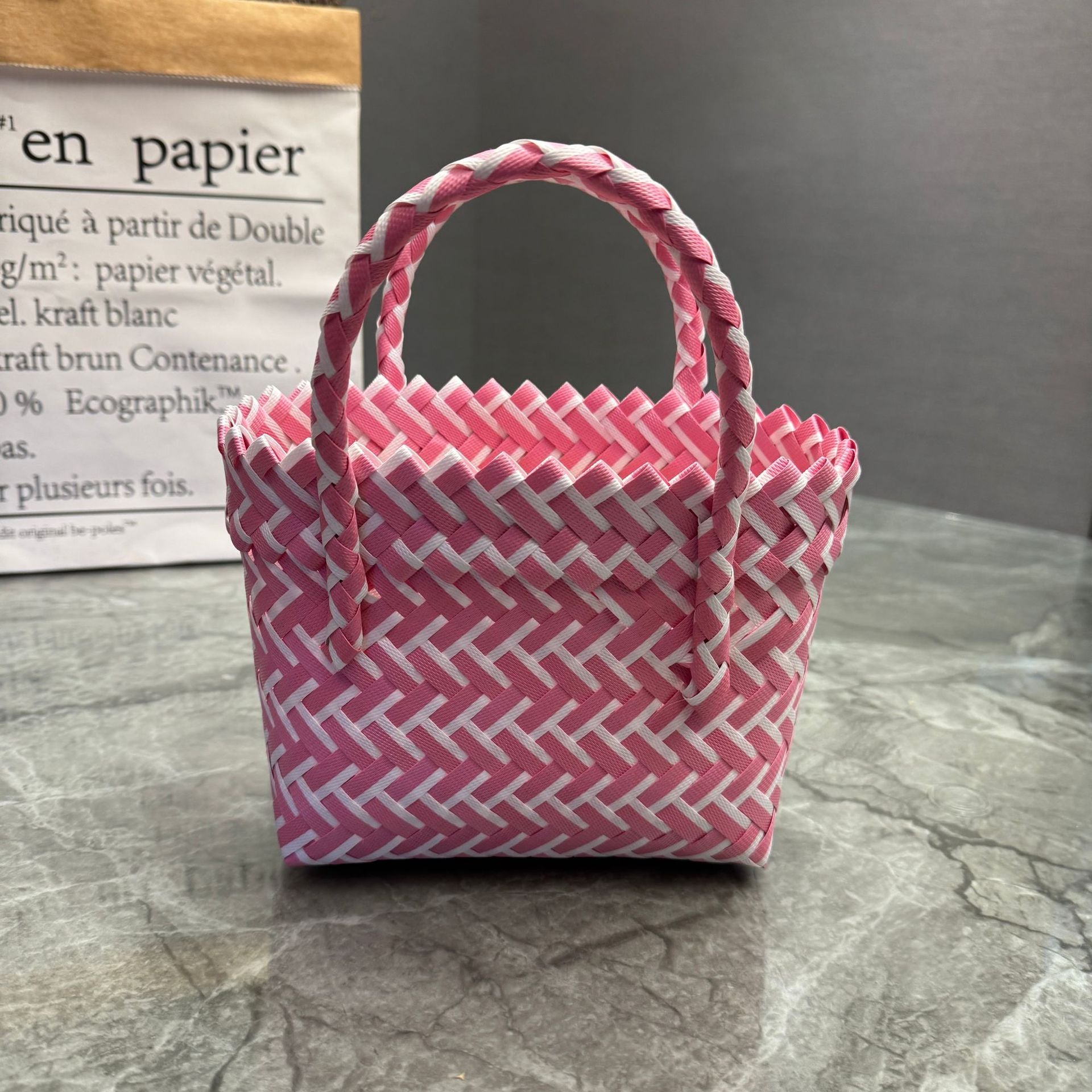 Plastic Woven Beach Basket Bag