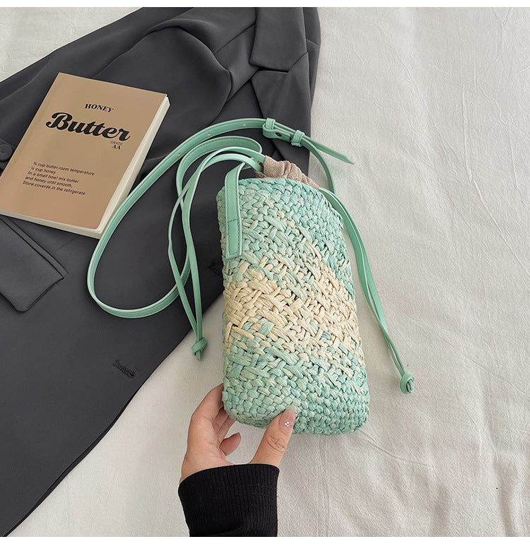 Women Handmade Woven Straw Crossbody Phone Beach Bag