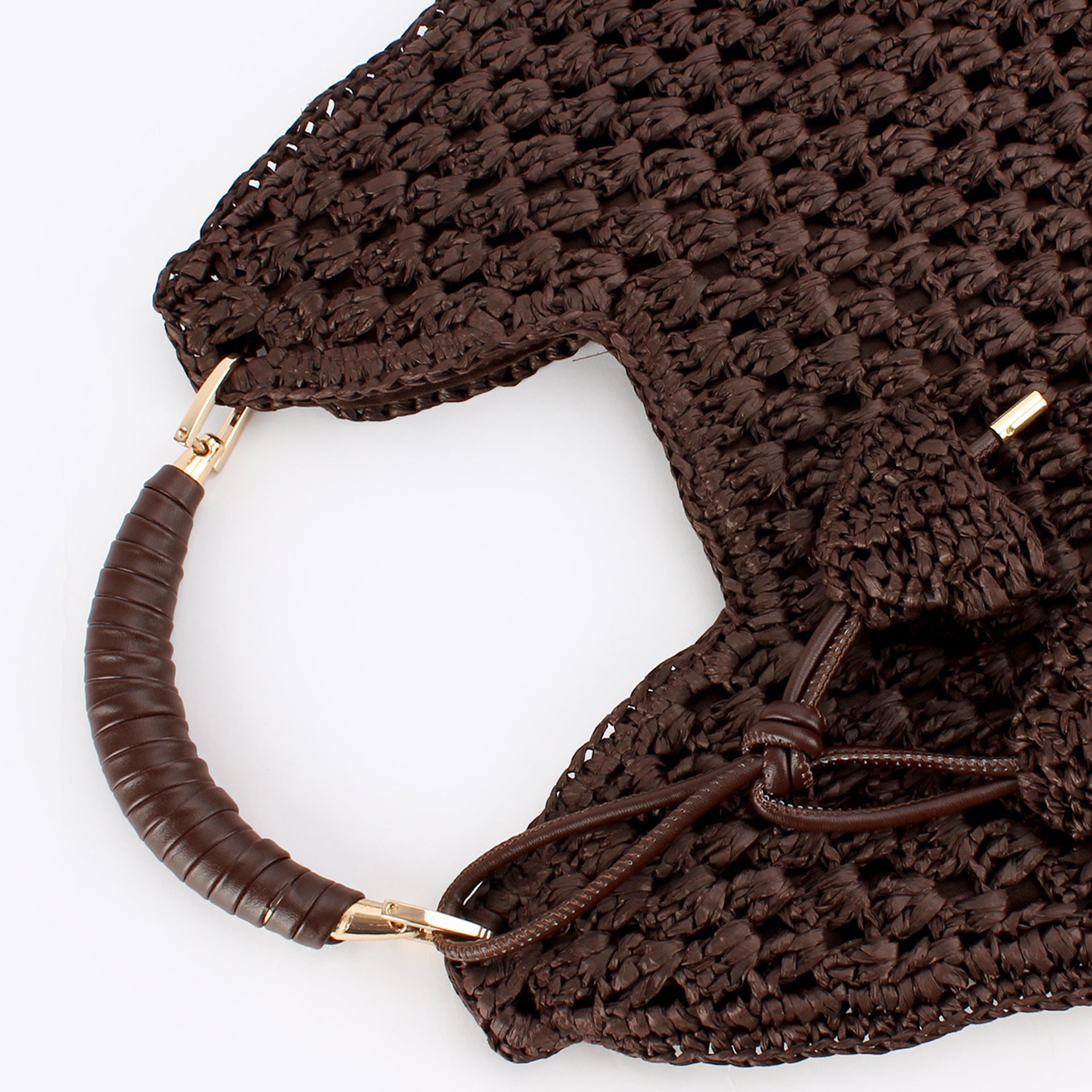 Boho Woven Paper To pHandle Crochet Handbag with Tassel Charm