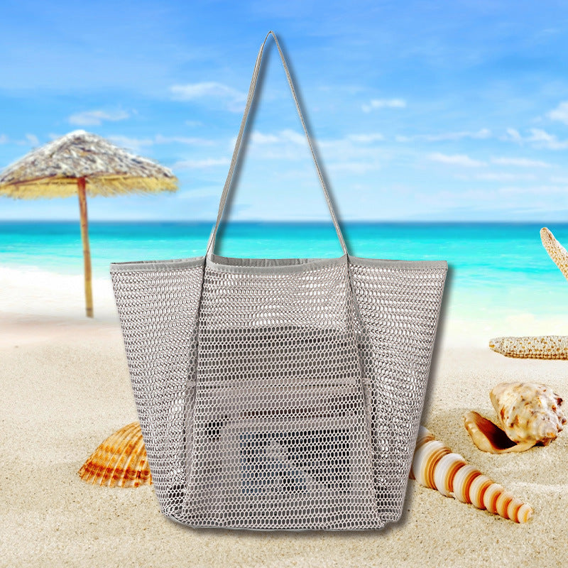 Caramel Mesh Beach Shoulder Tote Bag