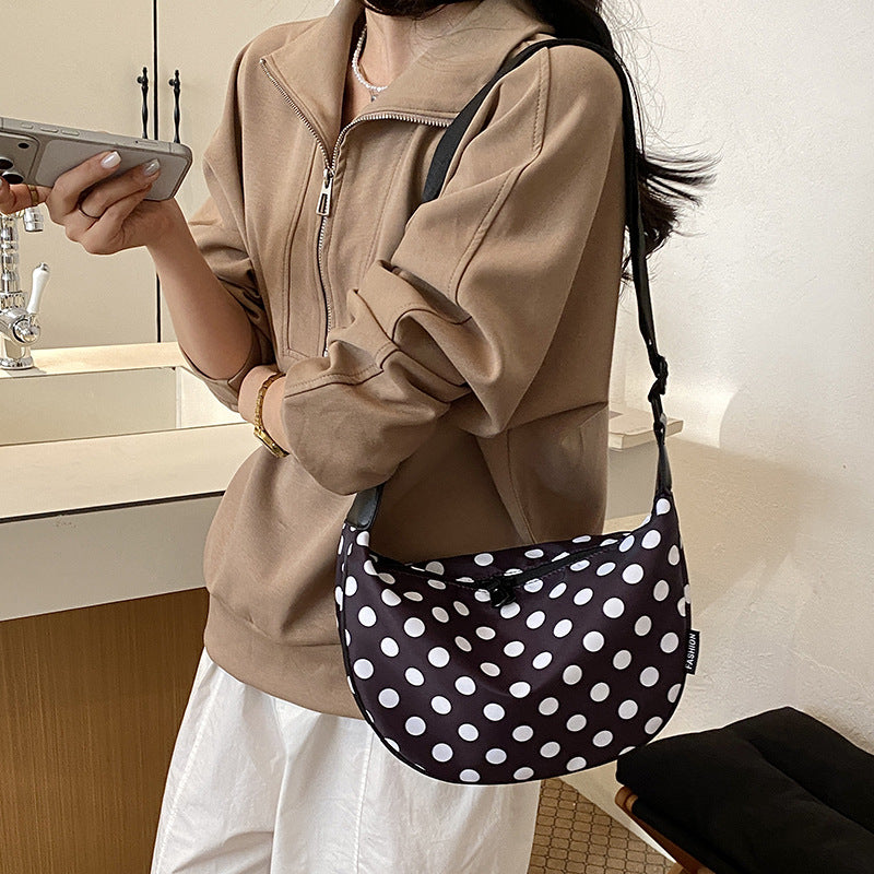 Polka Dot Crescent Hobo Shoulder Crossbody Bag