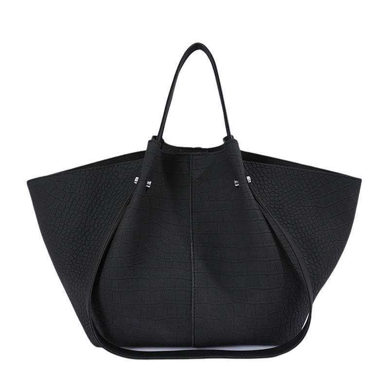 Vintage Croc Embossed PU Leather Oversized Tote Bag