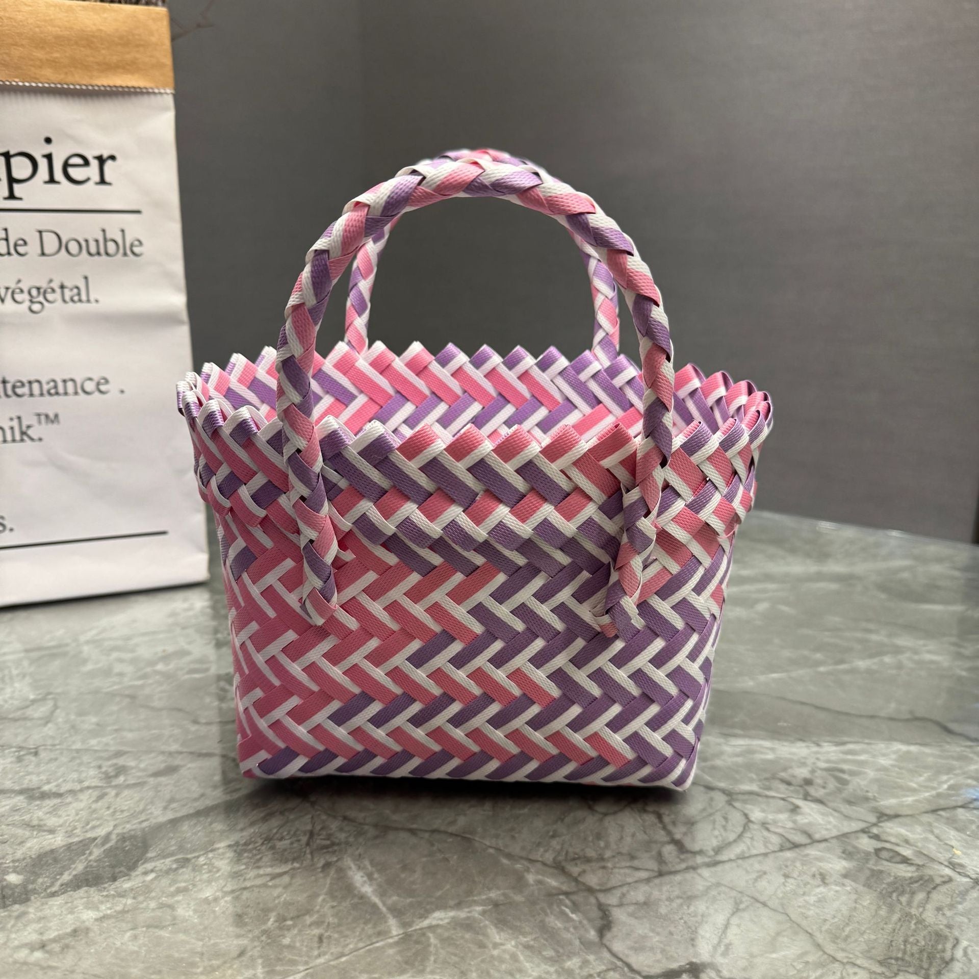 Plastic Woven Beach Basket Bag