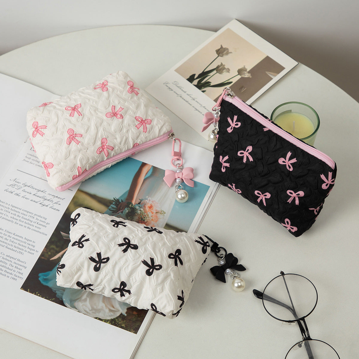 Bow-Knot Hand-Held Large Capacity Cosmetic Travel Toiletry Bag