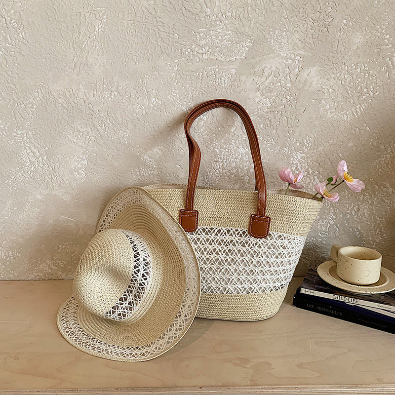 Women Straw Spring Handbag Beach Tote Large Woven Casual Shoulder Bag