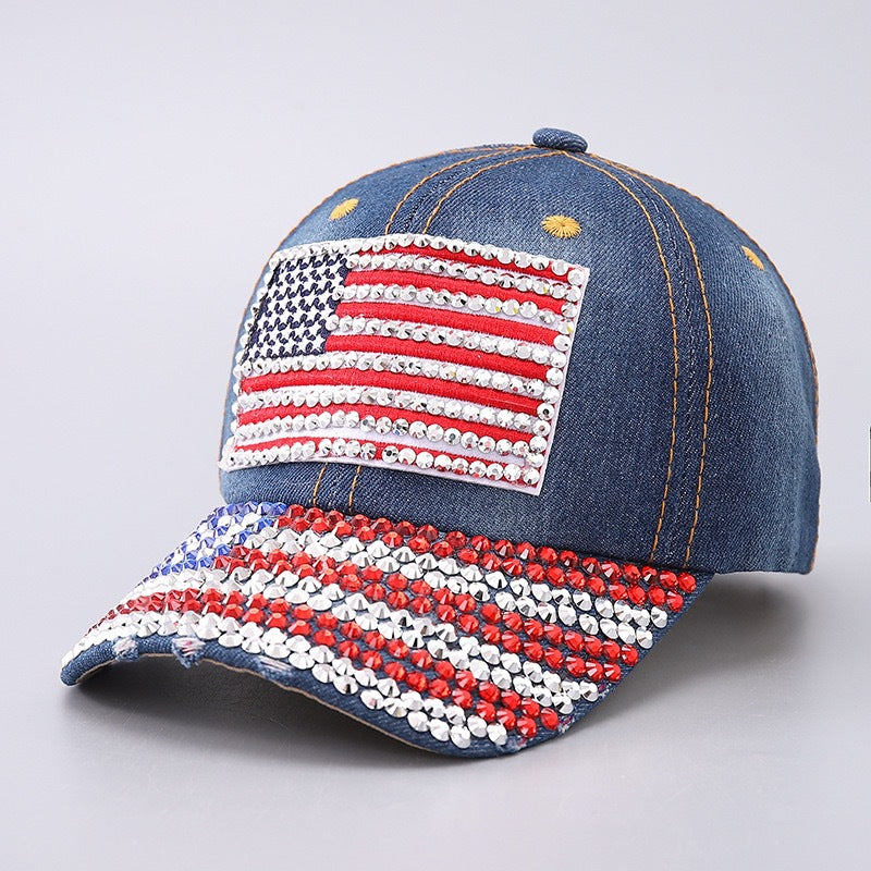 Rhinestone Flower Butterfly Baseball Cap