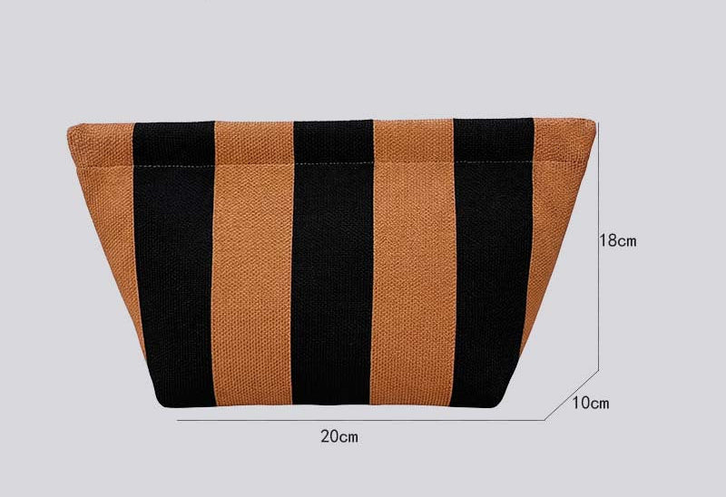 Striped Knitted Wool Cosmetic Clutch Bag