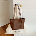 Classic Woven Tote Shoulder Bag with Double Shoulder Straps