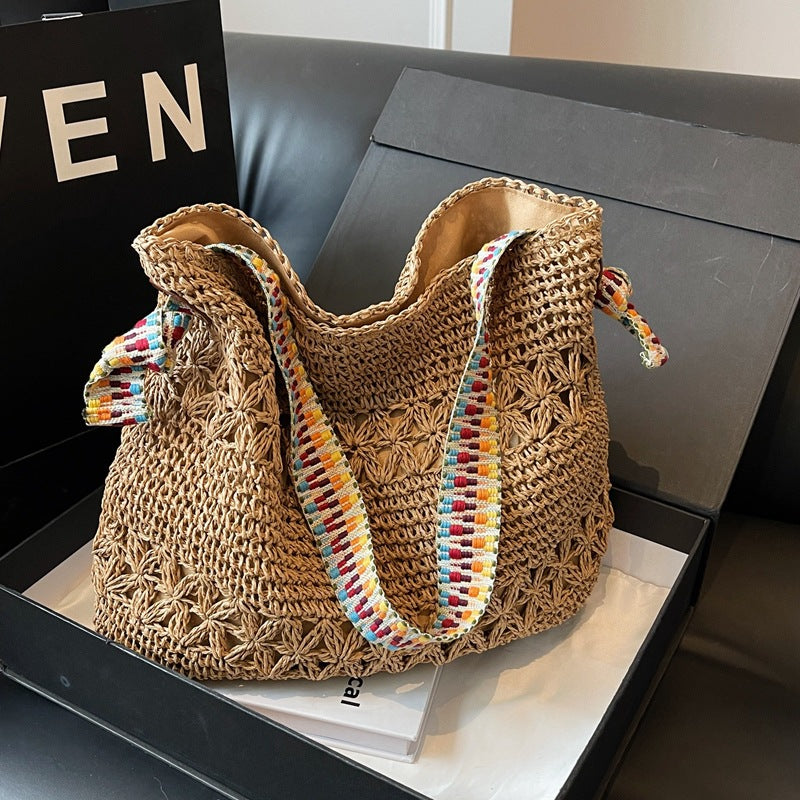 Women Lazy Straw 2026  New Versatile Shoulder Commute Beach Bag