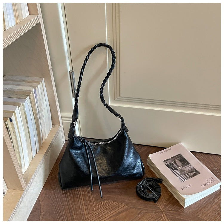Braided Handle Charm Convertible Everyday Crossbody Bag