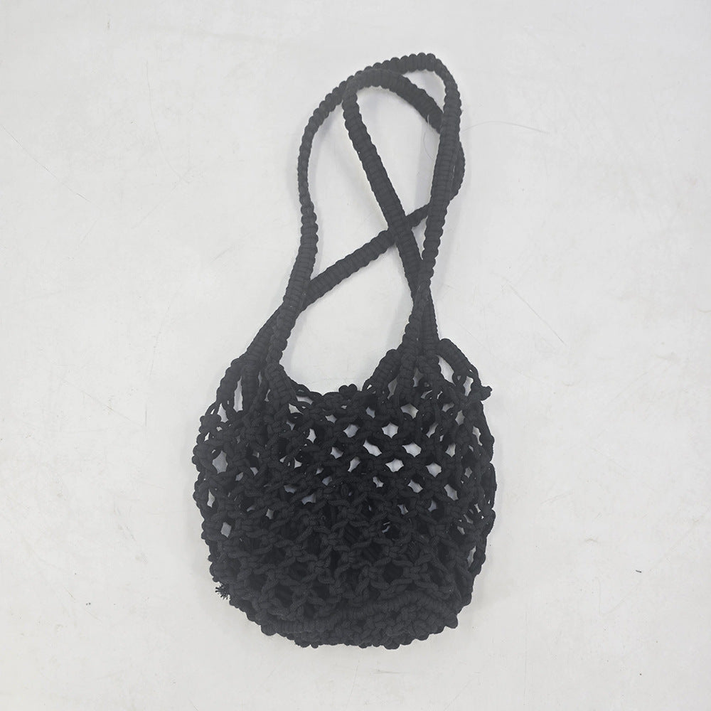 Braided Crochet Cotton Open Compact Handbag