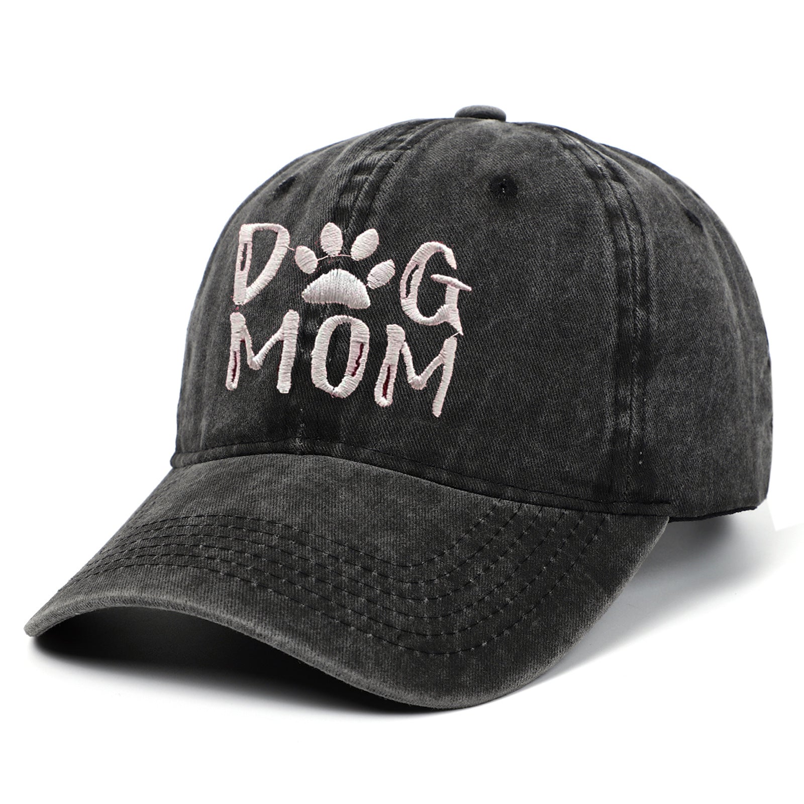 Washed Pure Cotton Embroidered Large Brim Cap