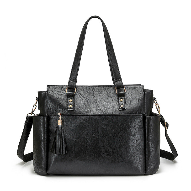 Women Fashion Laptop Briefcase Large Tassel Zipper Set Bag
