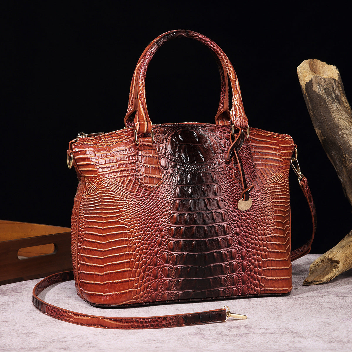 Portable Crossbody Retro Multi-Color Crocodile Pattern Bag