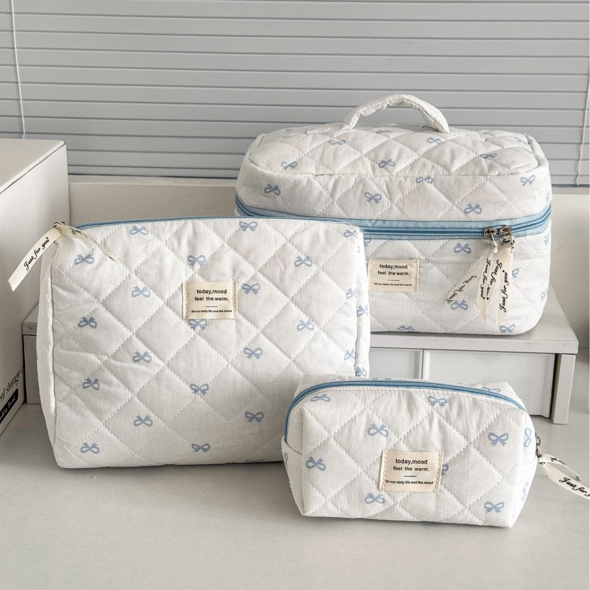 Multi-Pattern Palace Quilted Cosmetic Clutch and Octagonal Set