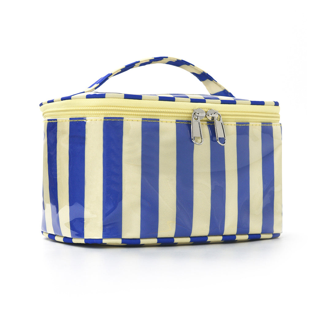 Contrast Stripe Cosmetic Bag Large Capacity Portable Toiletry Bag Waterproof Pvc Travel Storage Bag Large Capacity Cosmetic Bag