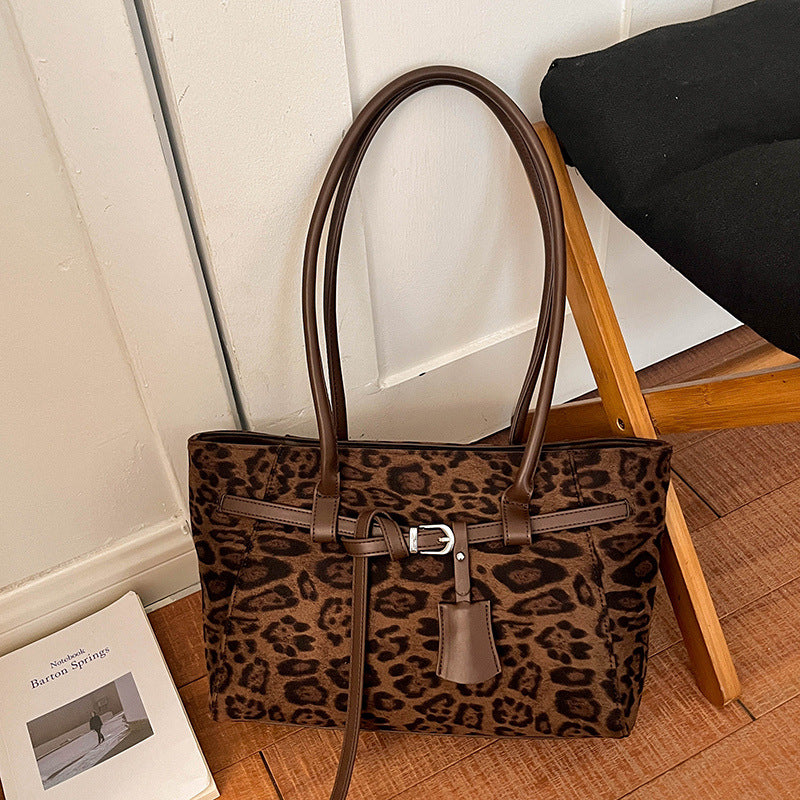 Premium Faux Suede Handbag with Belt Detail
