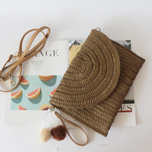 Ball Clutch Straw Woven Beach Bag