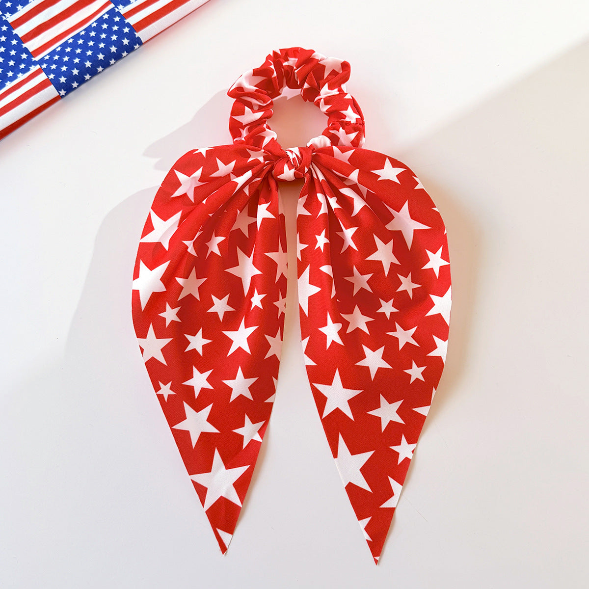 Independence Day Flag Bow Scrunchie Ponytail Holder