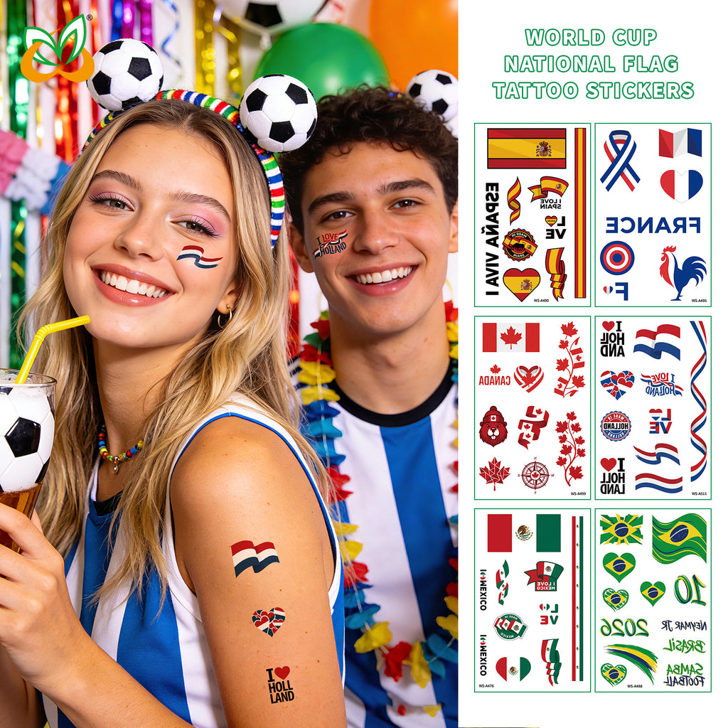 World Cup Flag Tattoo Face Stickers