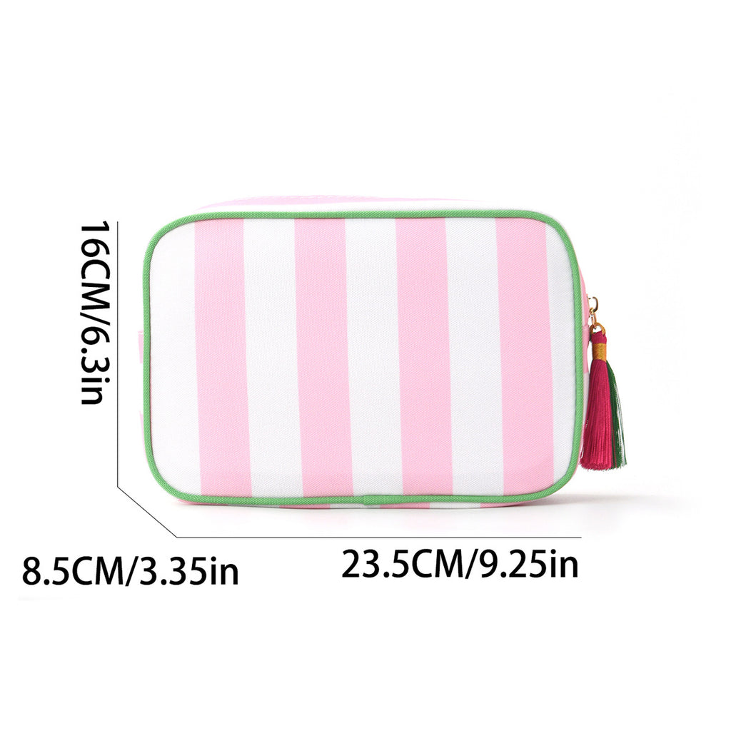 Striped Tassel Large Capacity Waterproof Cosmetic Travel Bag