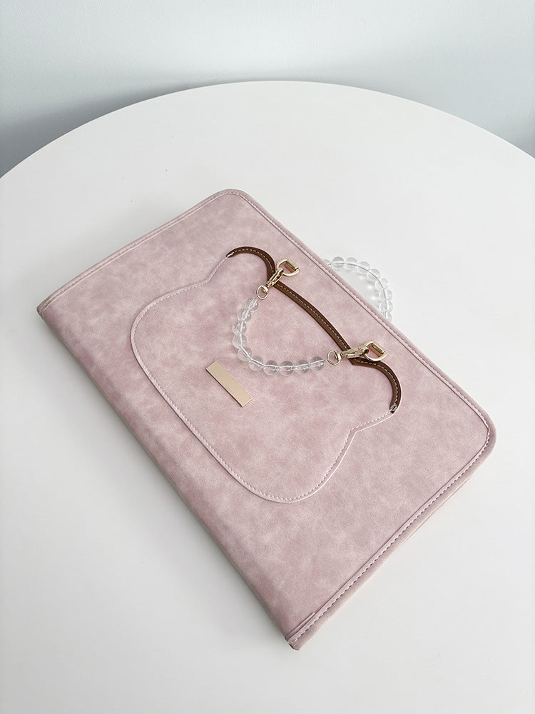 Cute Bear Laptop Sleeve with Acrylic Bead Handle