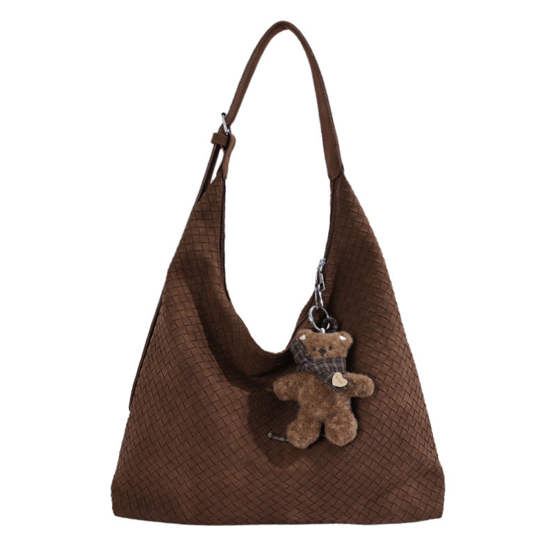 Soft Texture Woven Hobo Shoulder Bag with Adjustable Strap