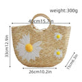 Small Daisy Straw Wooden Ring Woven Beach Bag